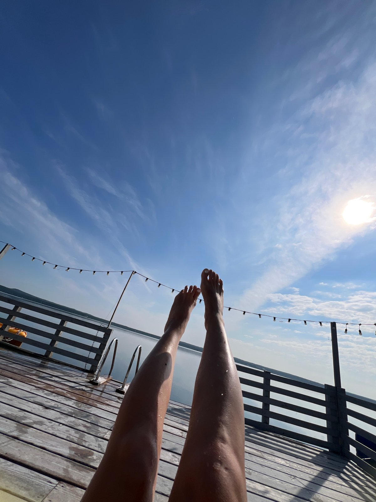Lazy afternoon on a dock at Lake Burabay, Kazakhstan