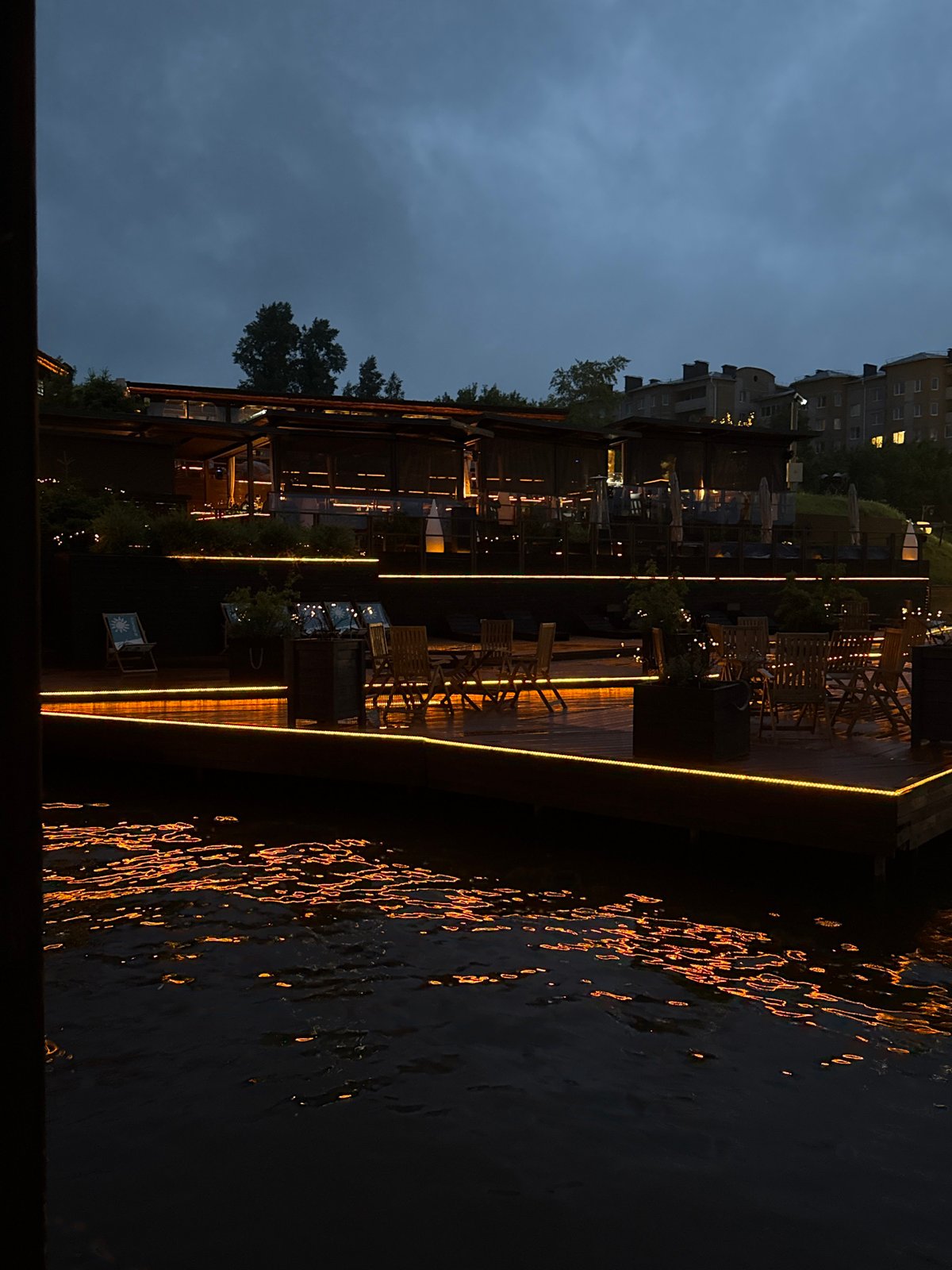 Evening leisure complex documented in Votkinsk during rainy weather