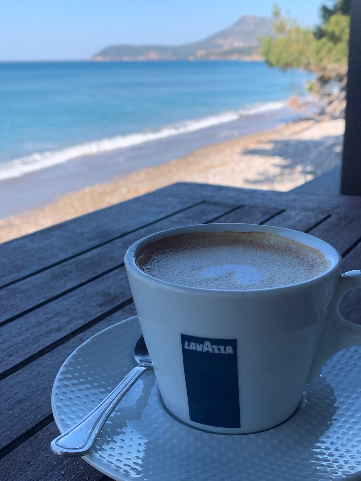Morning coffee and beach dog moments captured in Bar