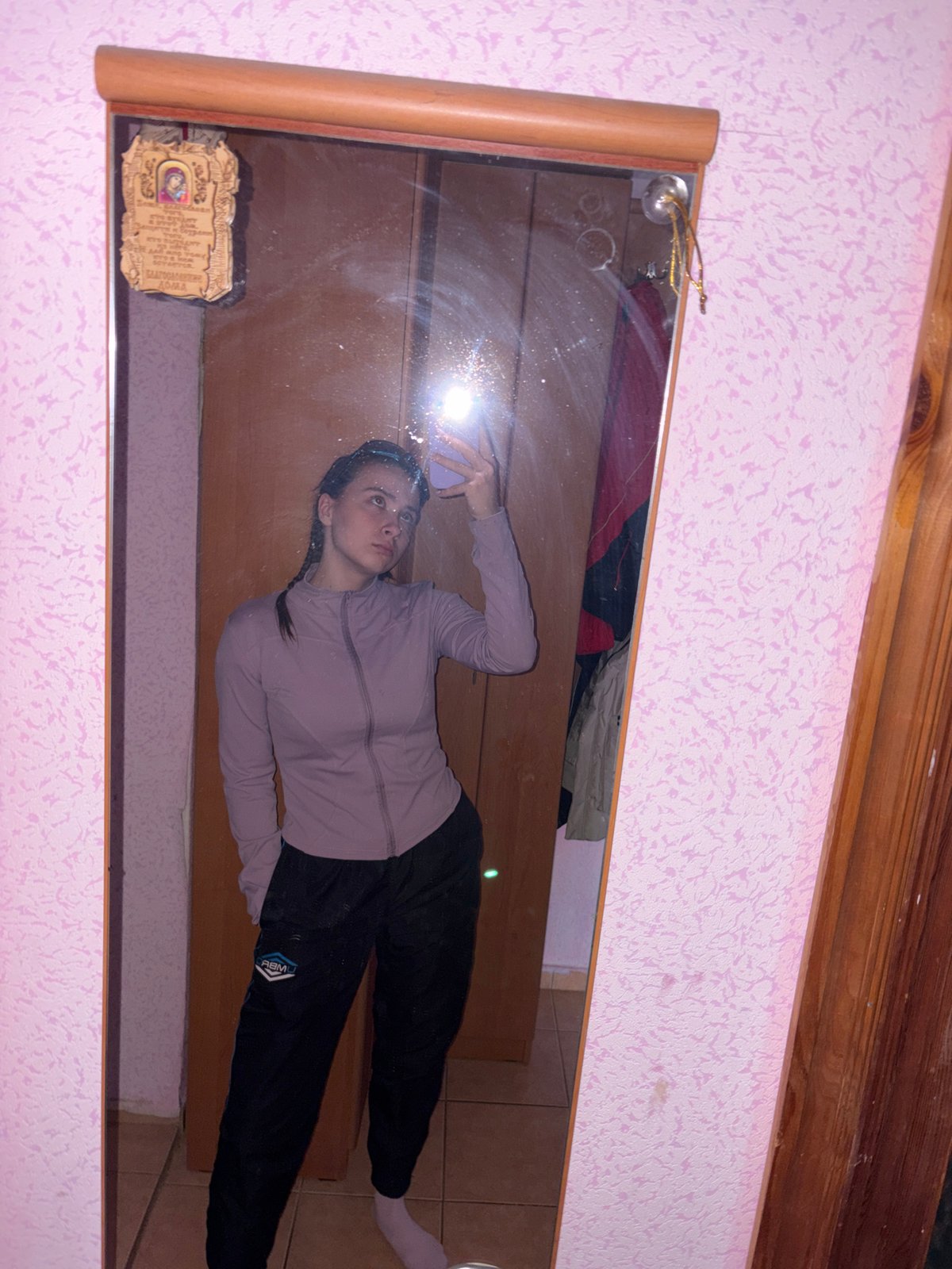 Young woman's morning routine documented in Прикамский, Russia