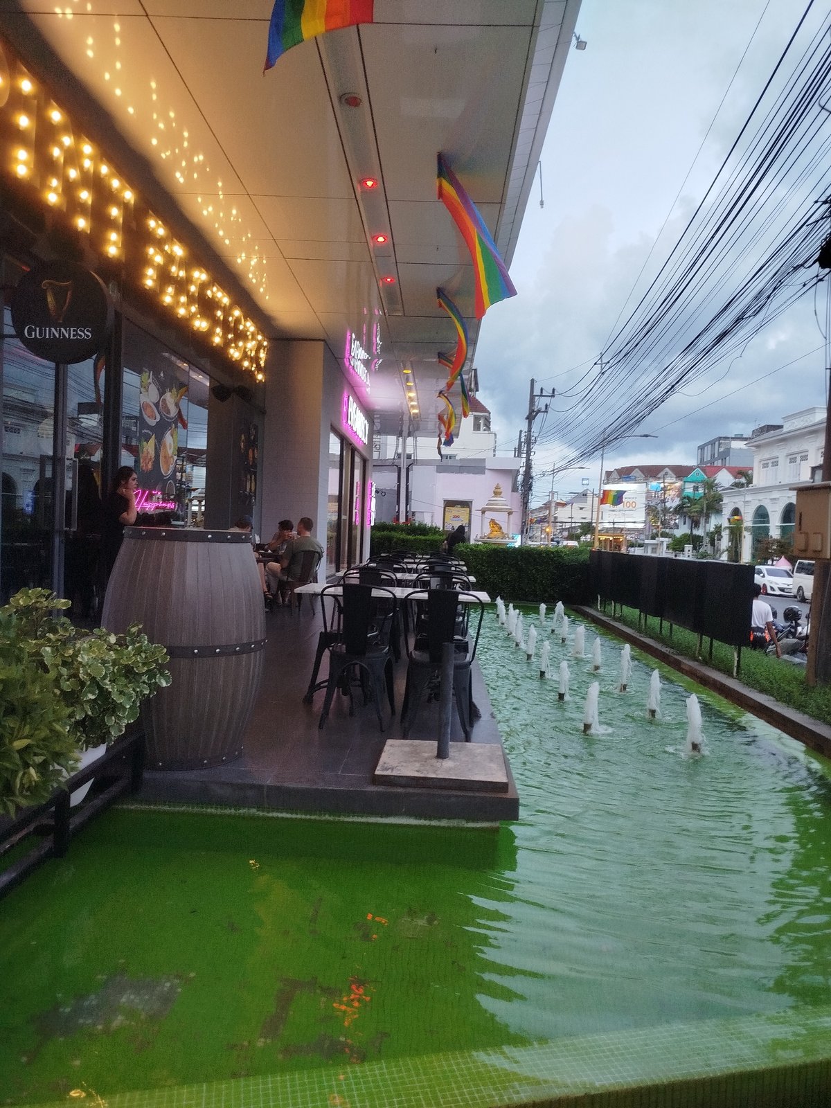 Limelight venue and surrounding retail strip in Phuket City