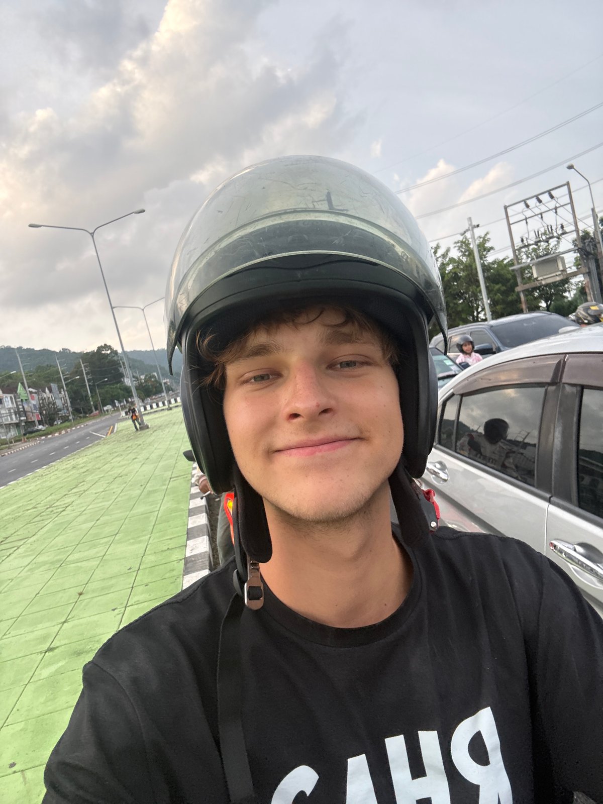 Motorcycle traffic moment captured from two angles in Ratsada
