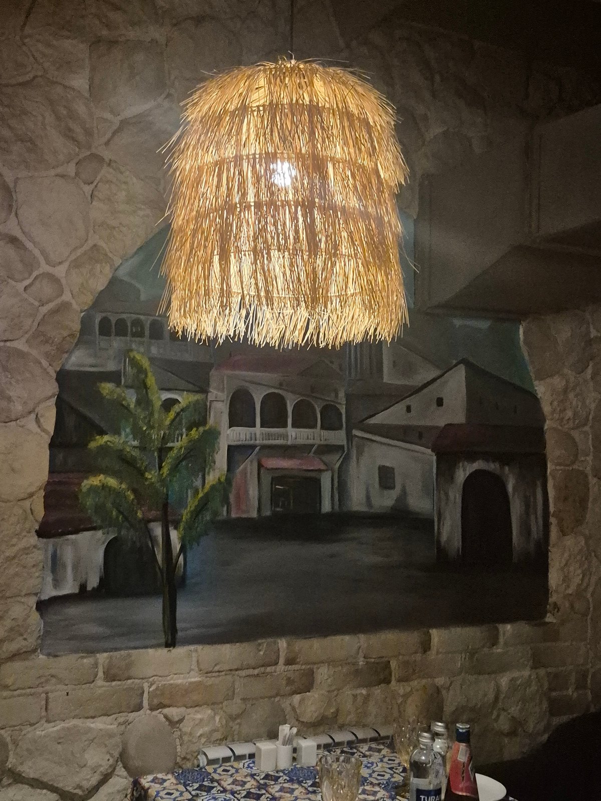 Inside a folk-themed restaurant in Kokshetau, Kazakhstan