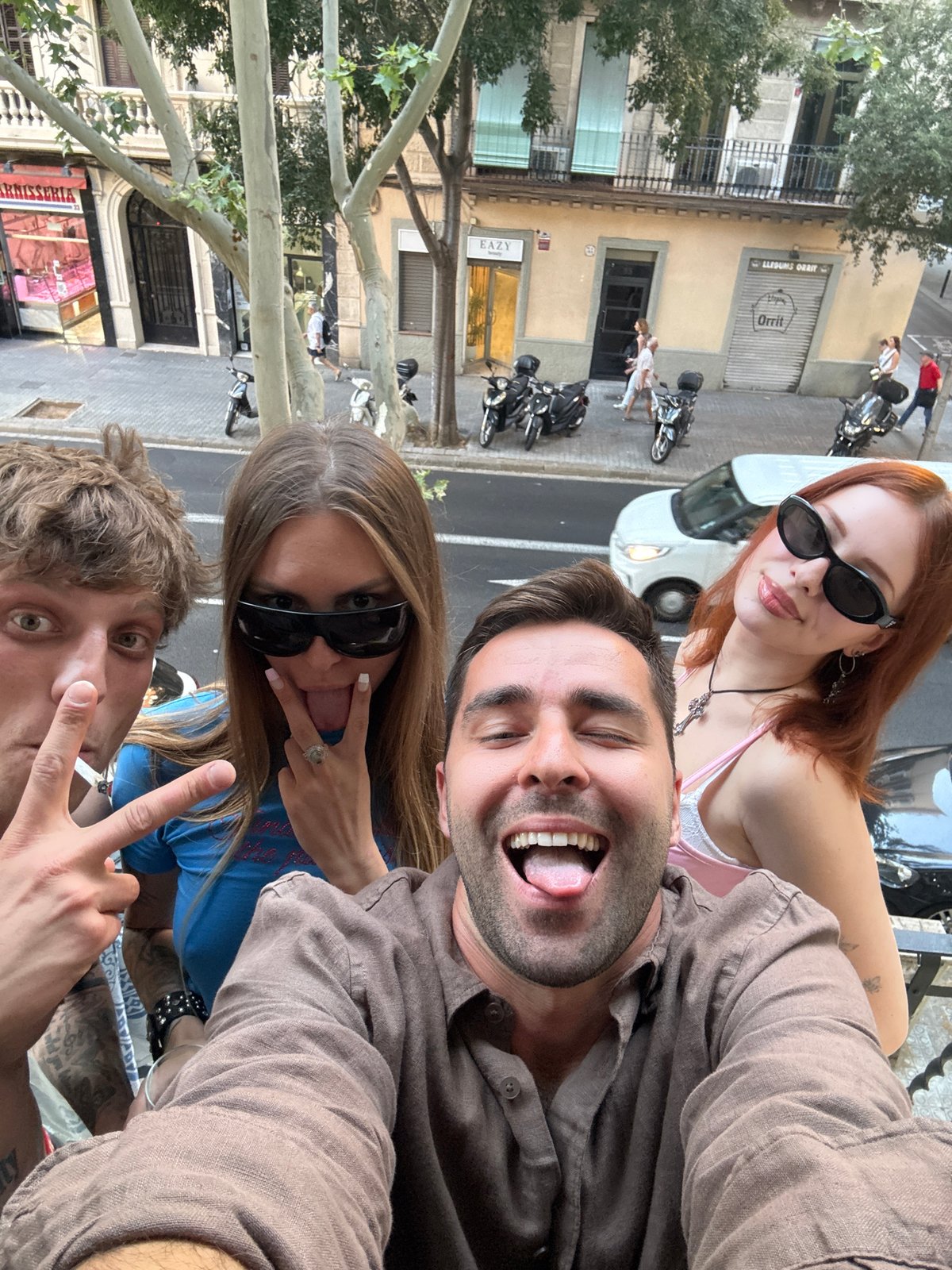Casual afternoon hangout across Barcelona streets and balconies