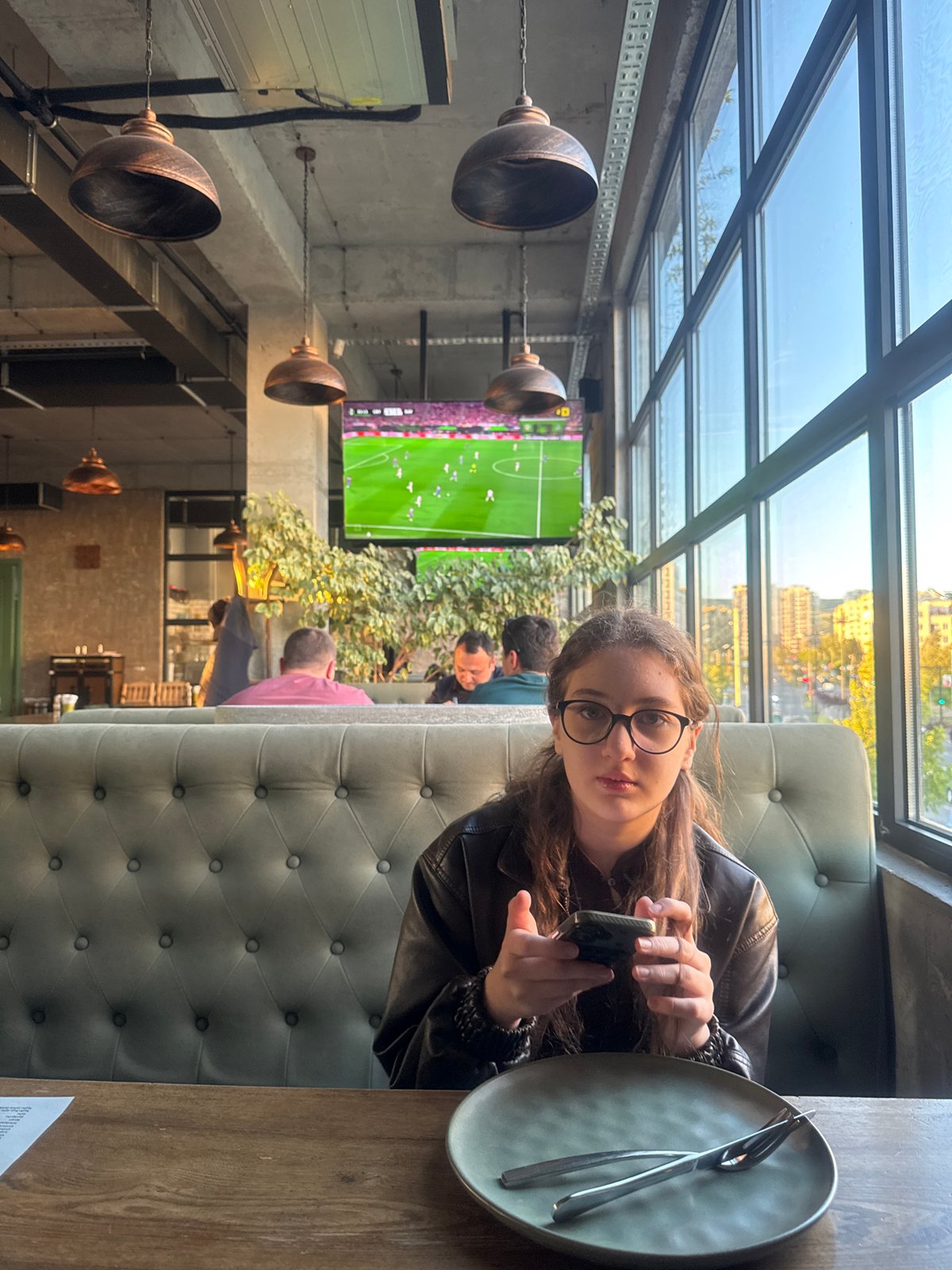 Modern industrial restaurant interior documented in Tbilisi
