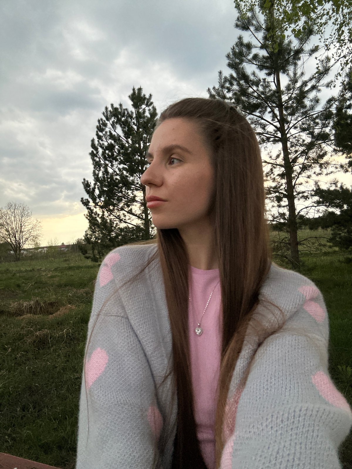 Woman films outdoor content in Russian village