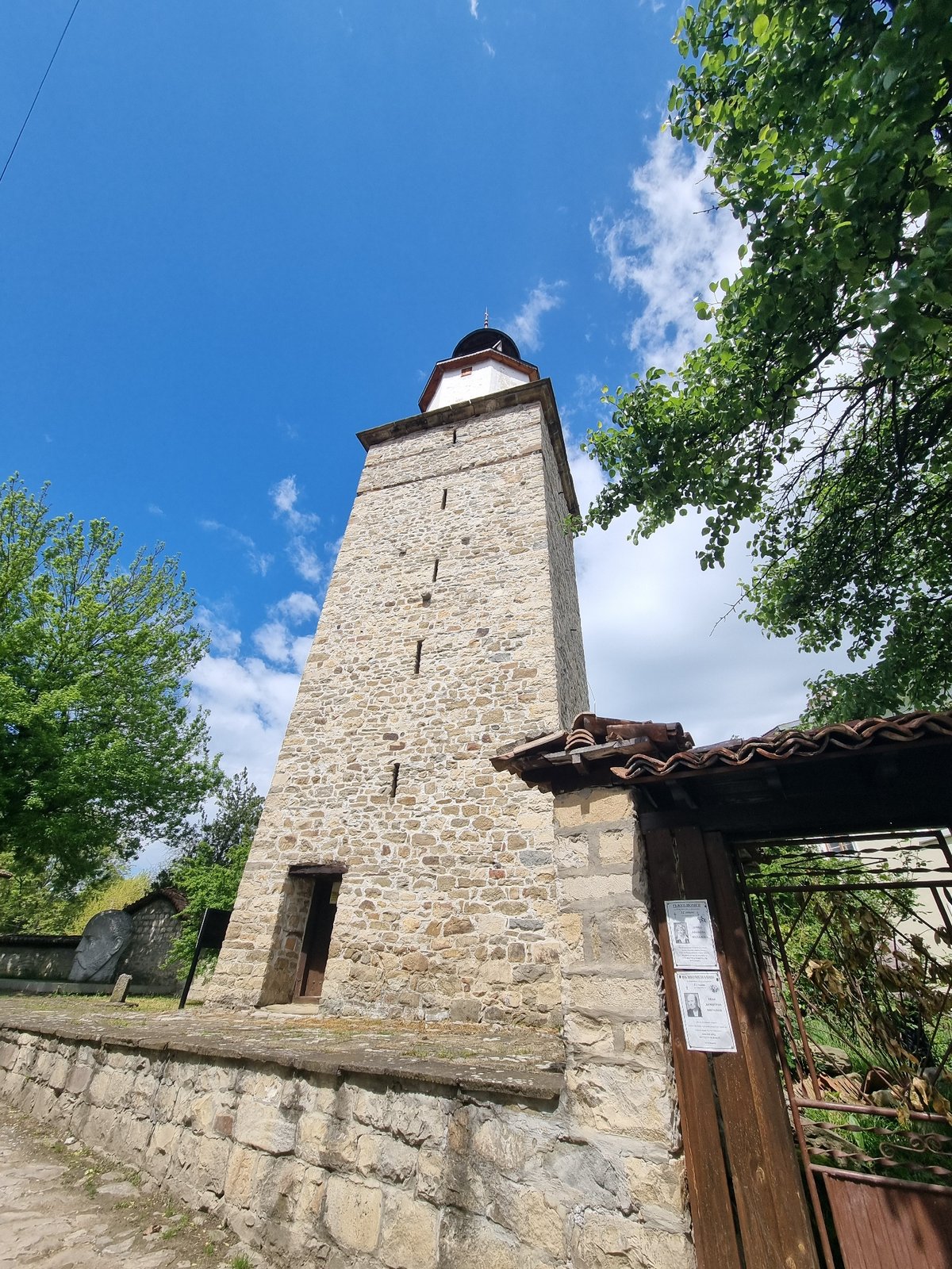 Tourist documents Elena Clock Tower and donation box Bulgaria