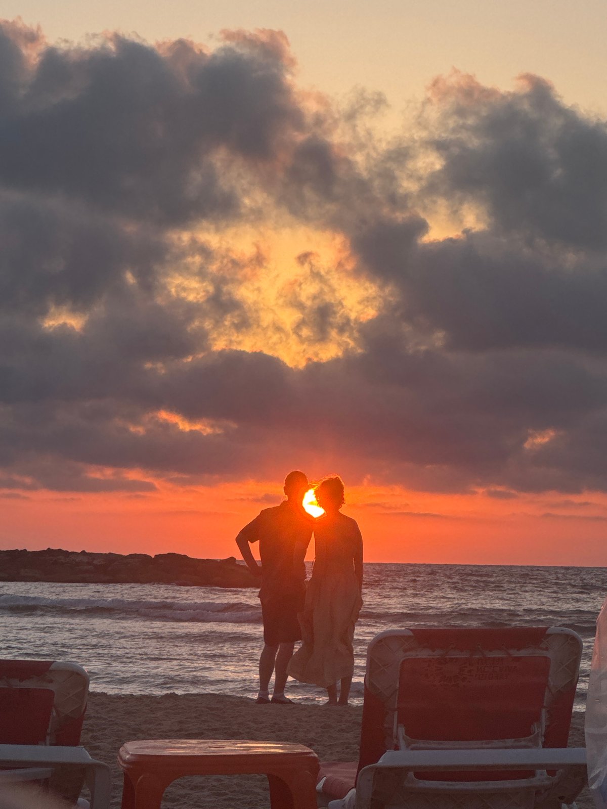 Golden hour on a Tel Aviv beach at sunset