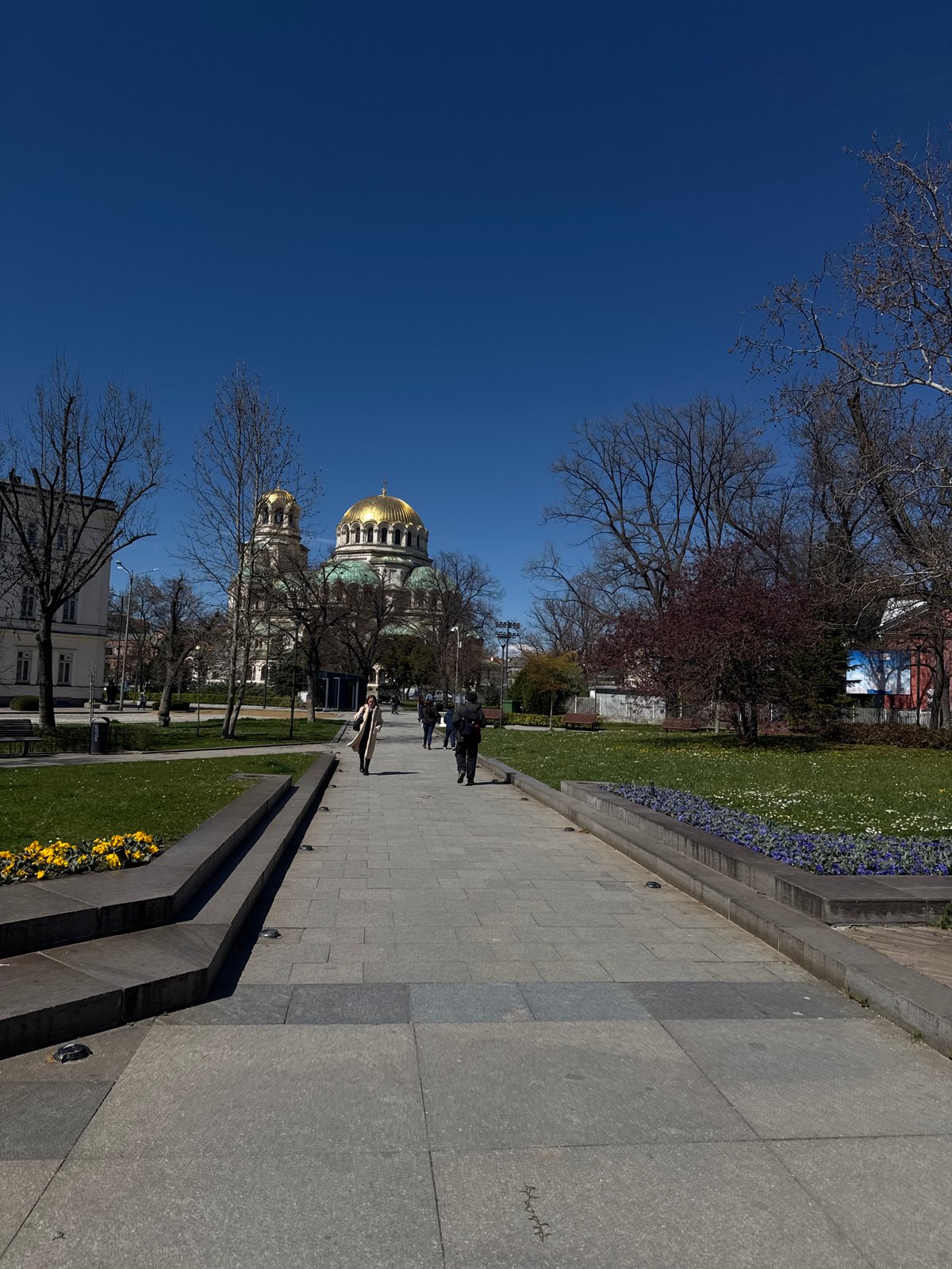 Morning walk documented around Sofia's Alexander Nevsky Cathedral area
