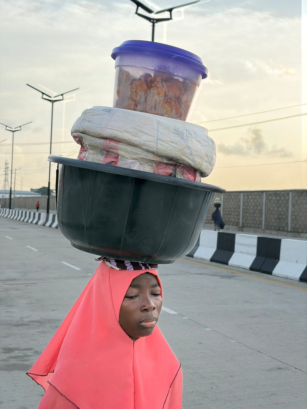 Morning street life and transport activity in Igboefon Nigeria