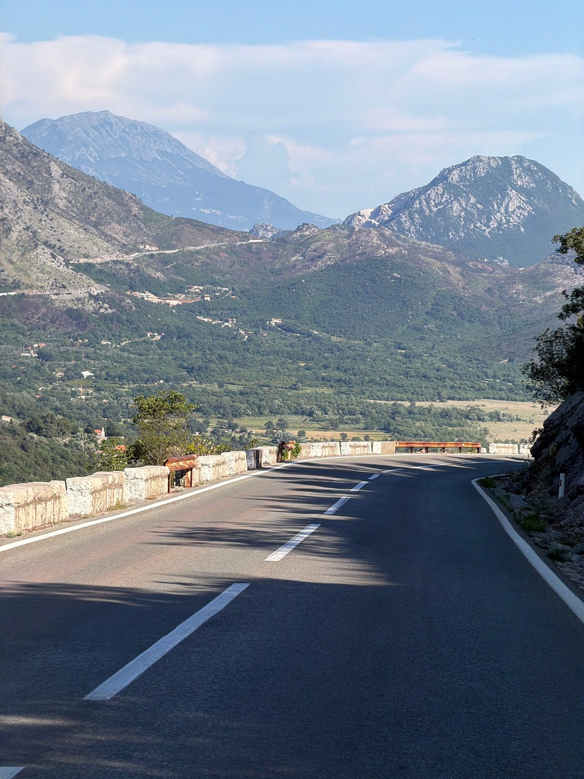 Mountain road with safety barrier documented near Androvići, Montenegro