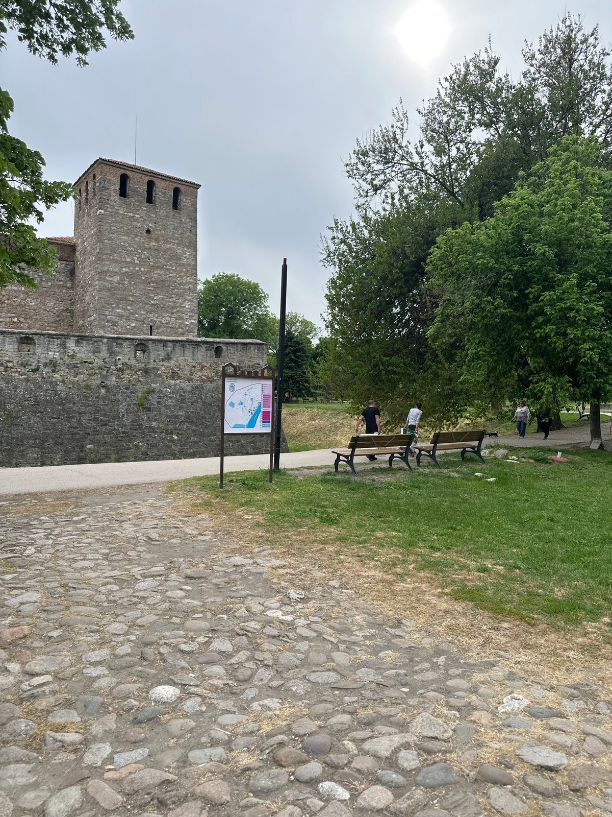 Tourist visits medieval Baba Vida Fortress in Vidin, Bulgaria