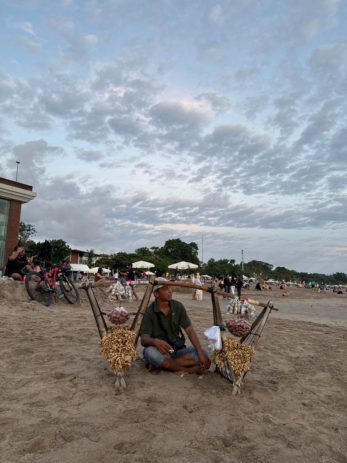 Evening beach life documented in Kuta, Indonesia