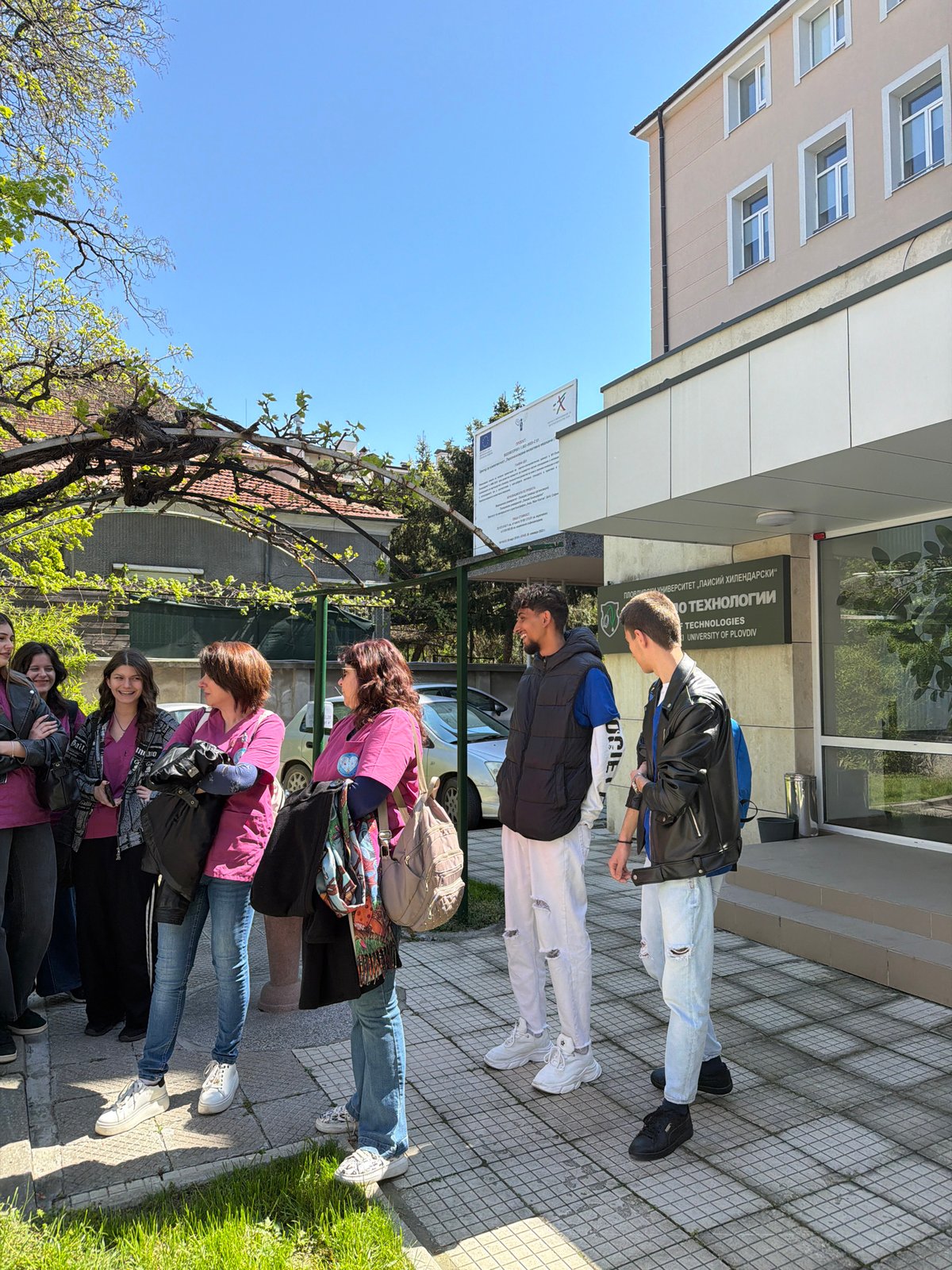 Young women gather for outdoor activity near Plovdiv university