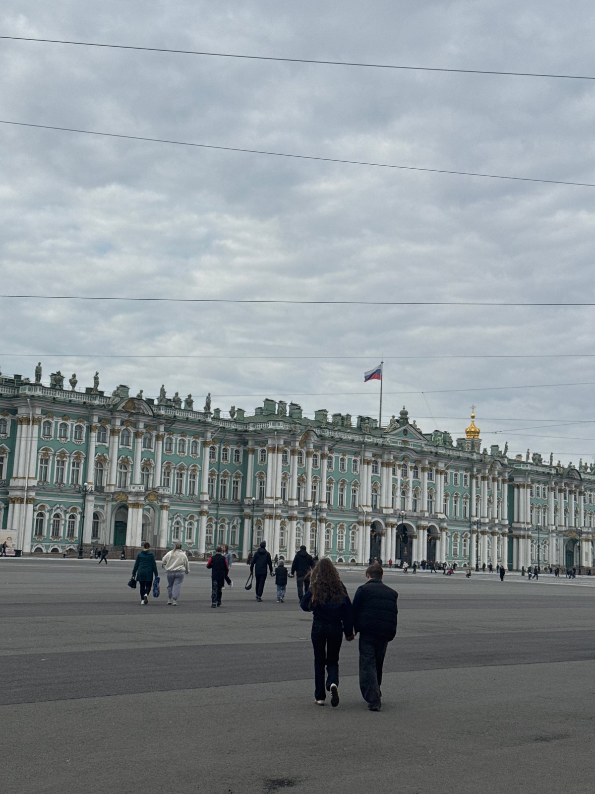 Winter Palace photographed under overcast skies in Saint Petersburg