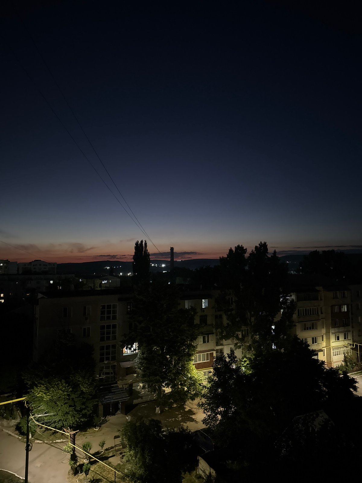 Quiet summer night over residential Strășeni, Moldova