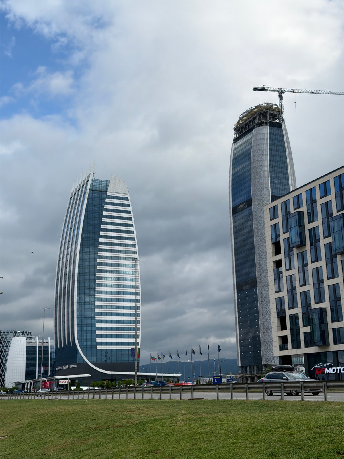 Modern office buildings observed in Sofia construction district