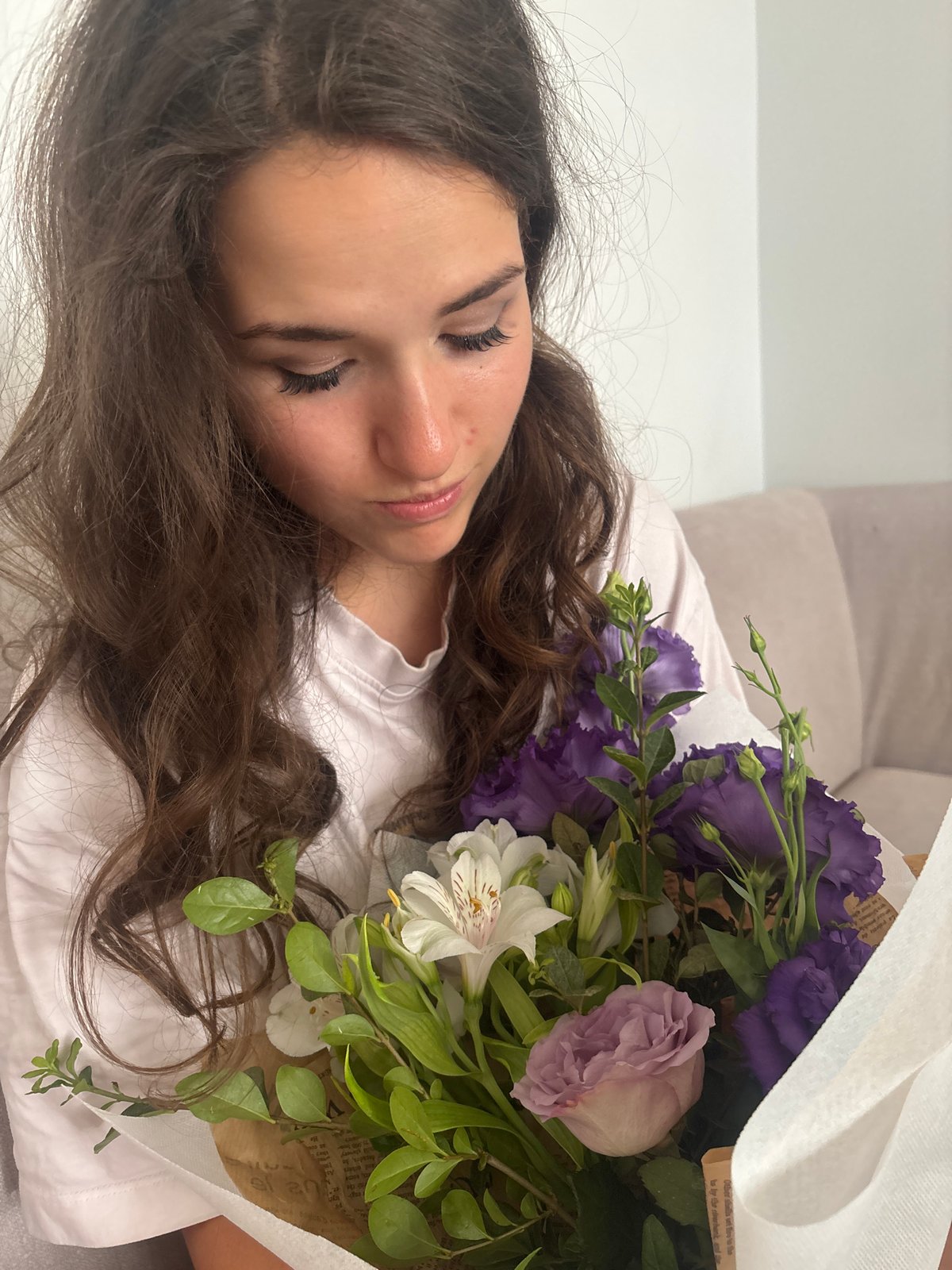 Purple flower bouquet and casual portraits, Sofia