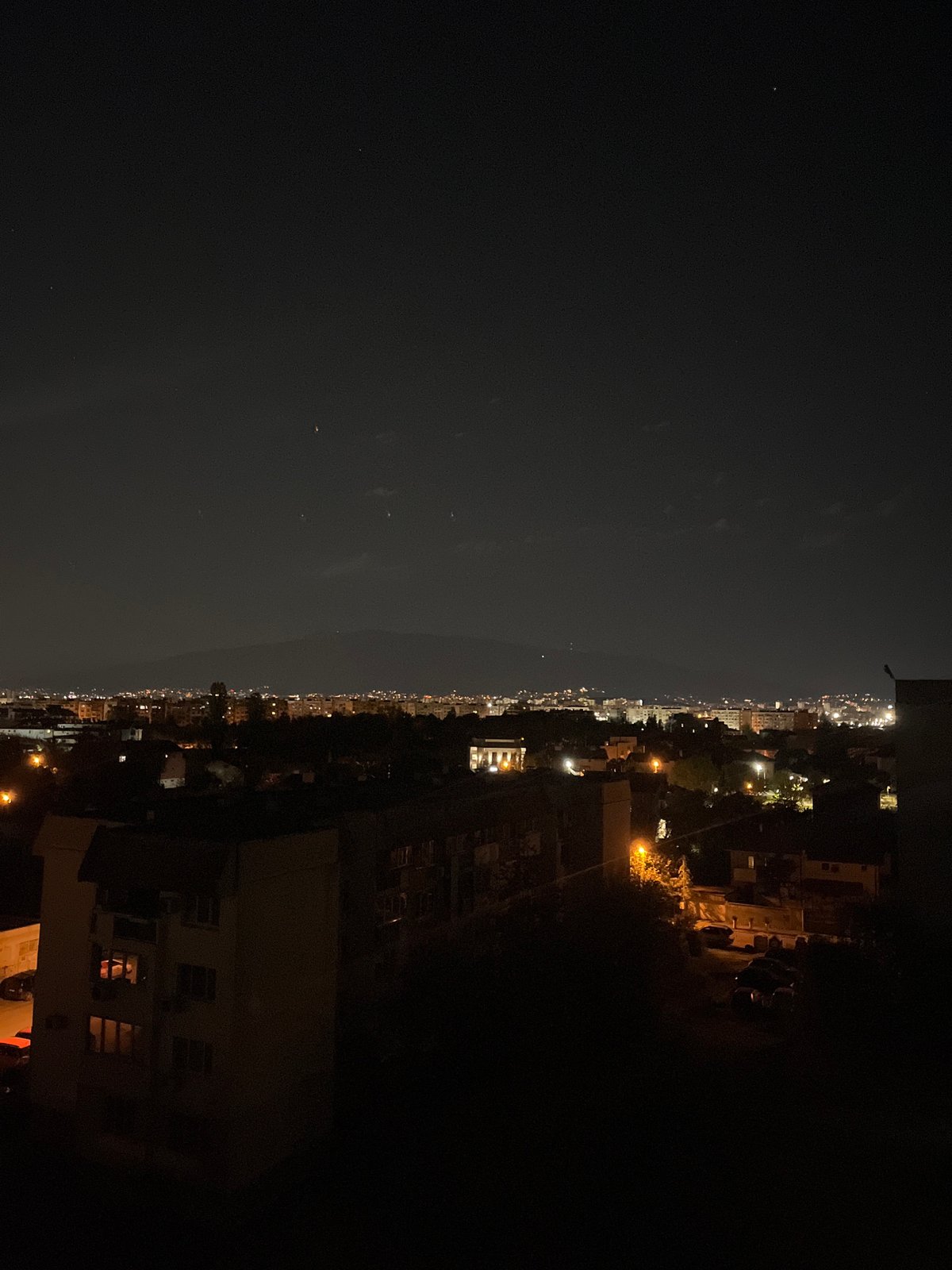Evening cityscape views documented across Sofia, Bulgaria