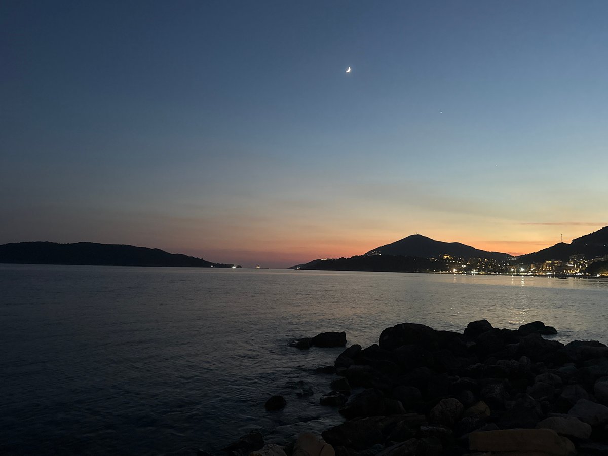 Montenegrin Riviera coast at golden hour, summer evening