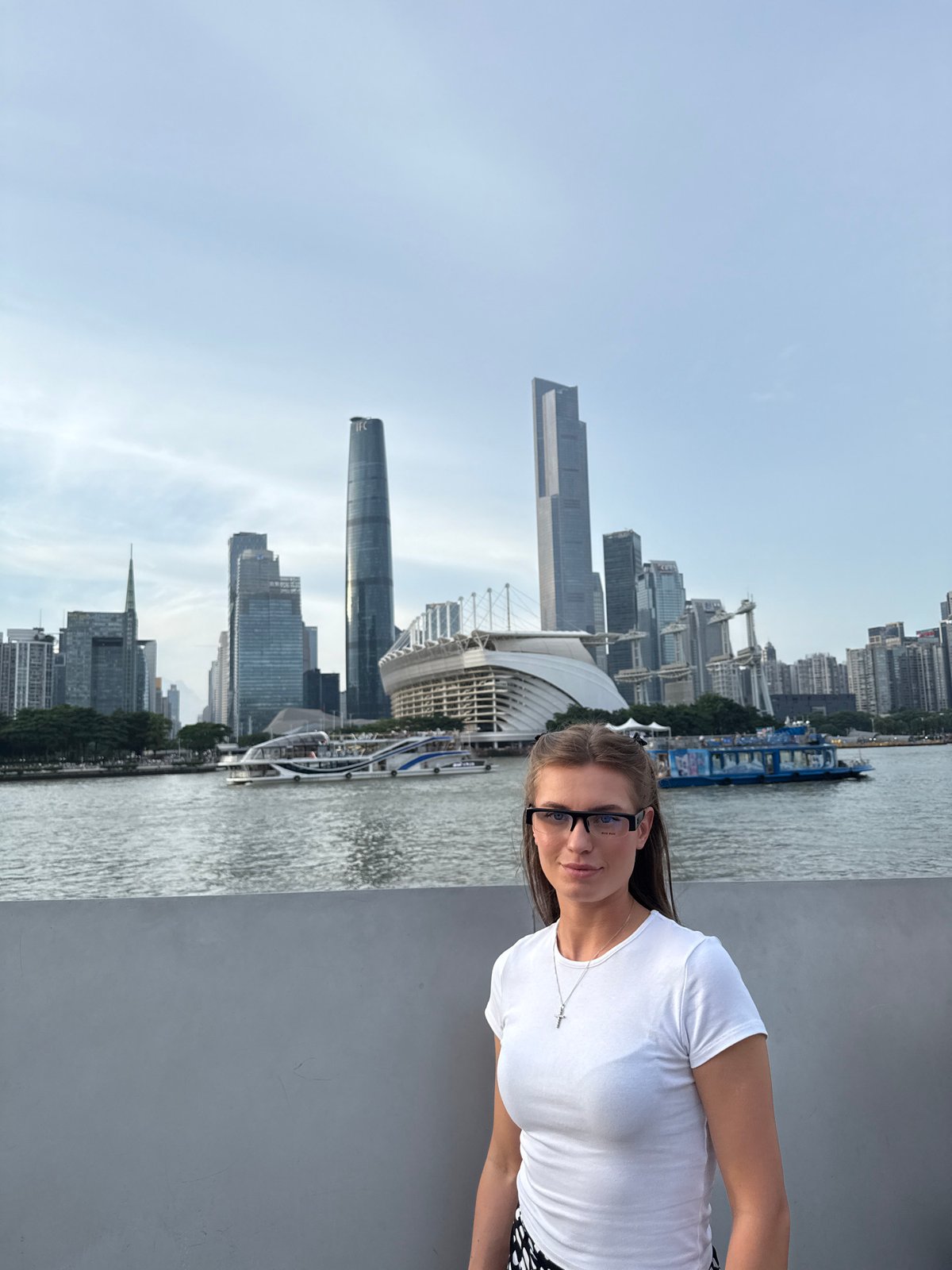 Morning walk along Guangzhou's Pearl River waterfront