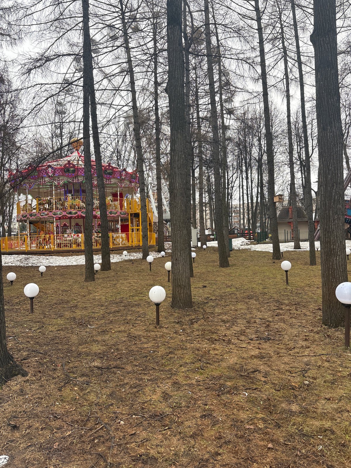 Carousel operates at amusement park in Perm, Russia