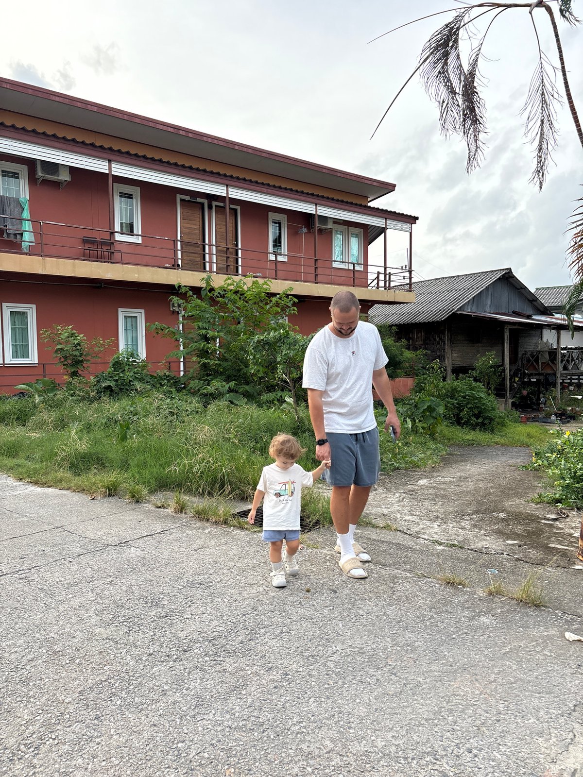 Quiet residential wander through Choeng Thale with cats and garden details