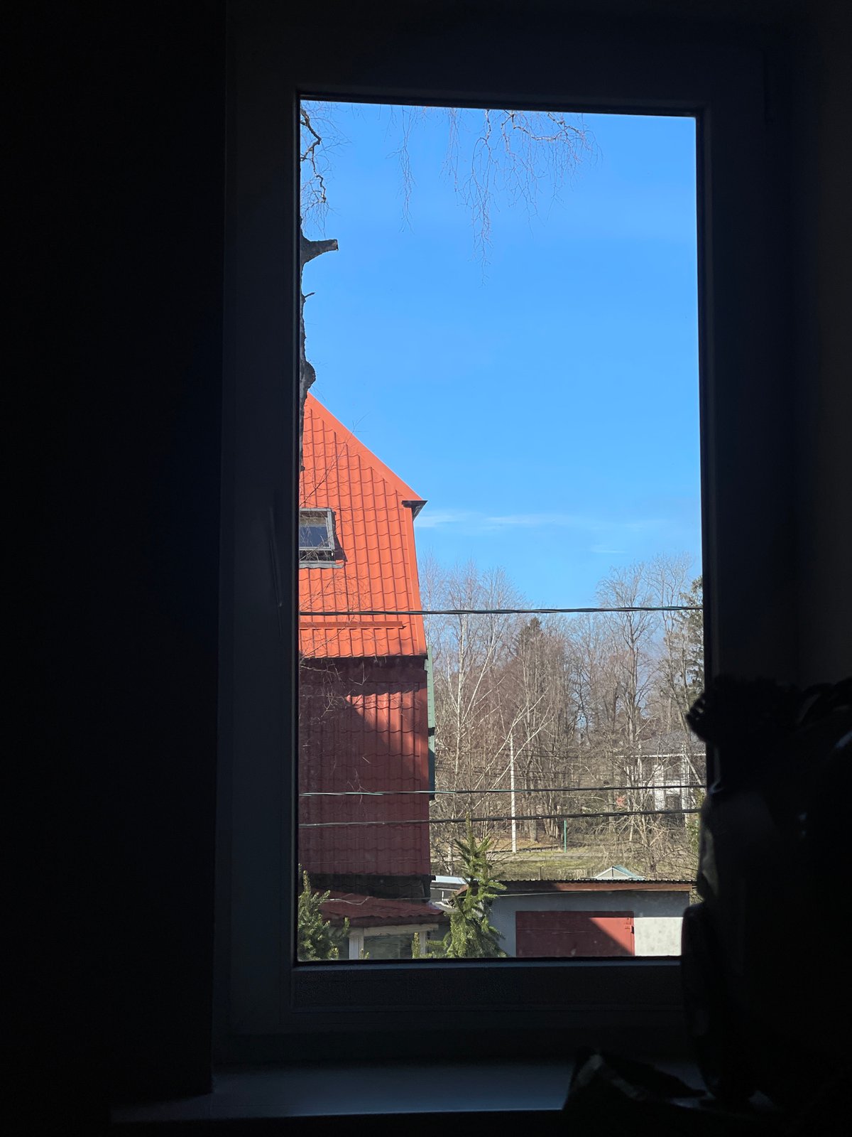 Window view captures spring morning in Svetlogorsk