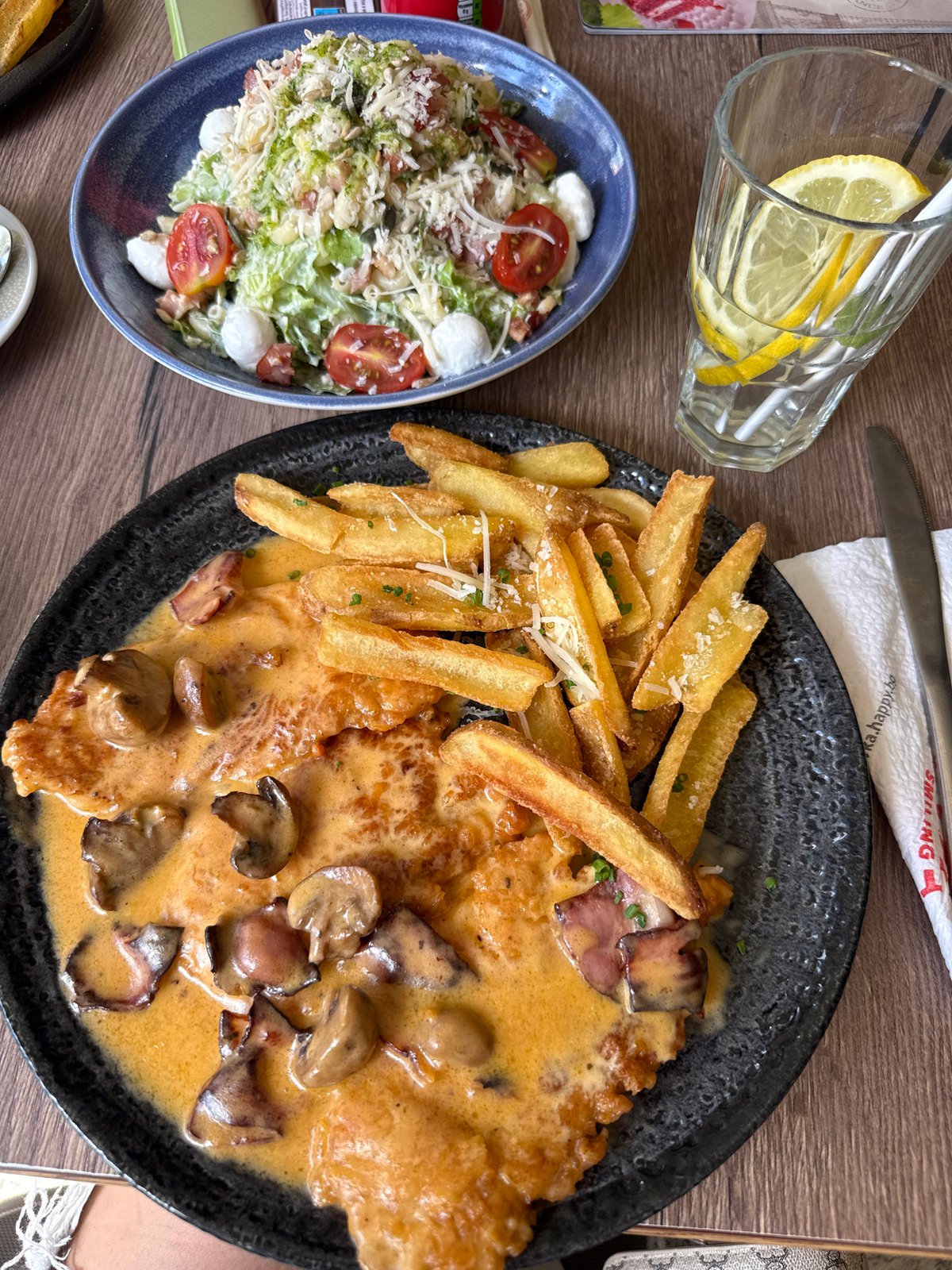 Restaurant meal documented in Plovdiv with #LovedOnes hashtag