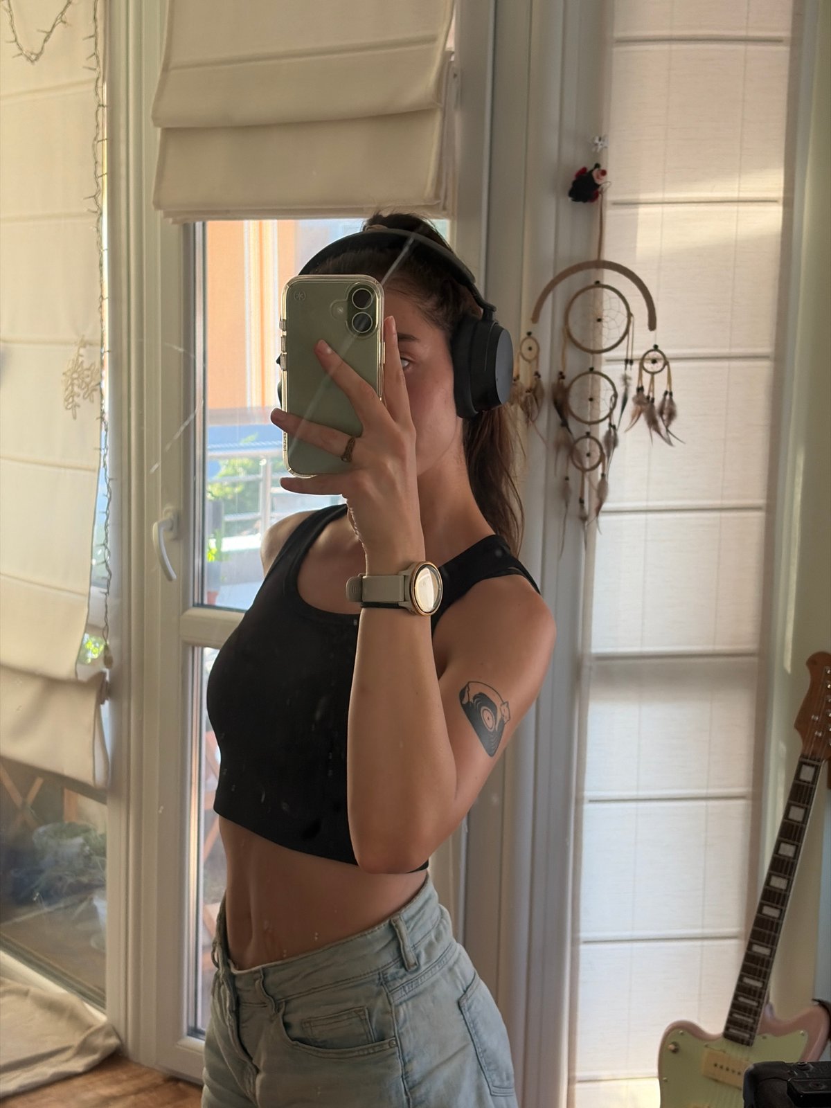 Mirror selfie series at home, same outfit across multiple angles
