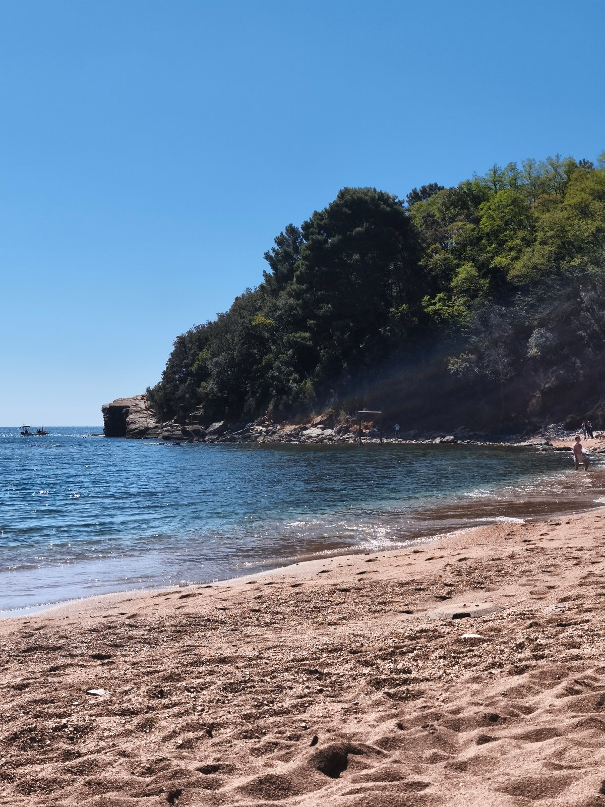 Quiet beach moments captured in Budva, Montenegro morning