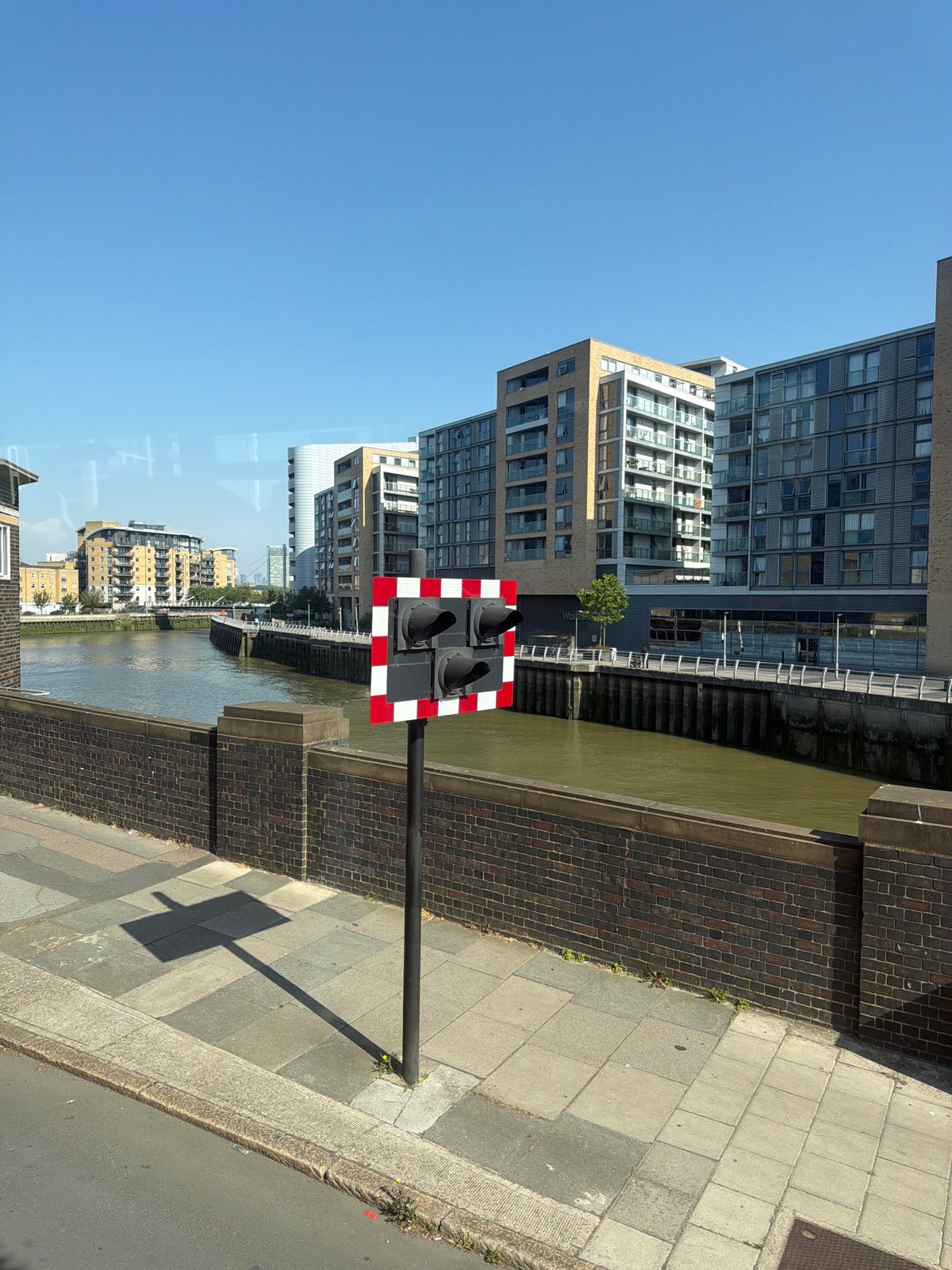 Traffic signal spotted beside London canal