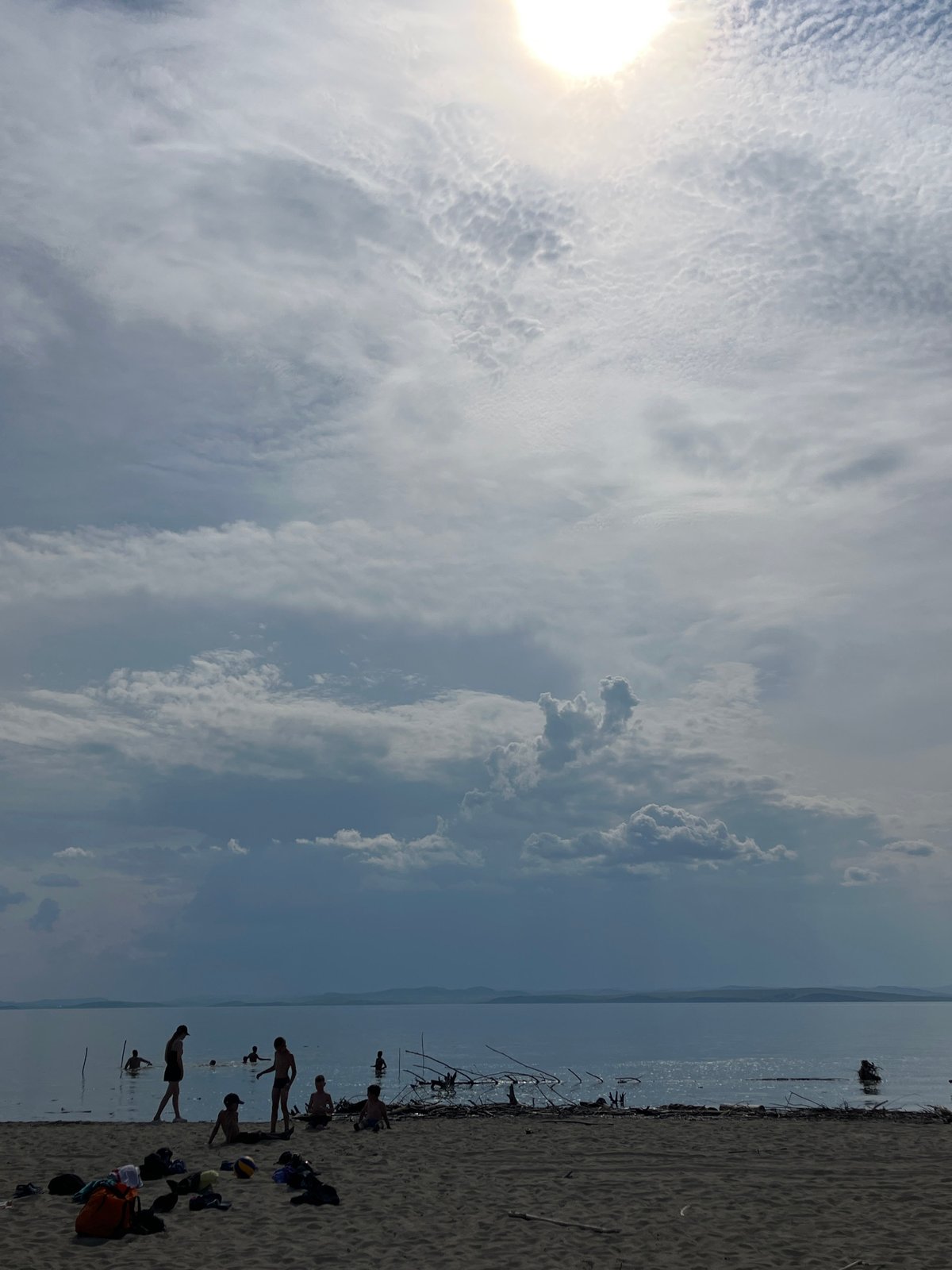 A summer morning at the beach in Krasnoturansk, Russia.