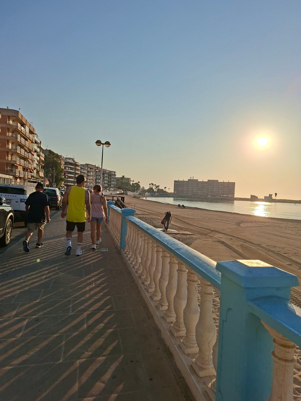 Torrevieja sunrise walk with hibiscus in bloom