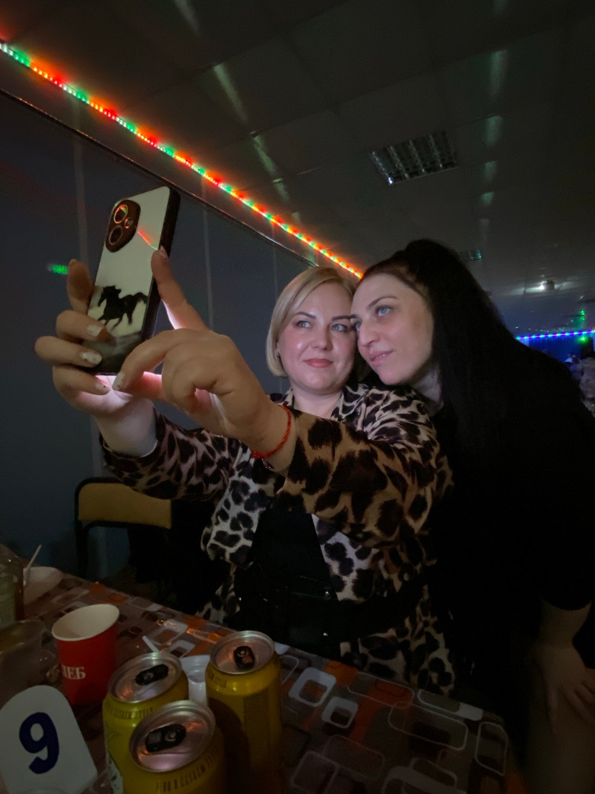 Women's social gathering documented through selfies in Noviy, Russia