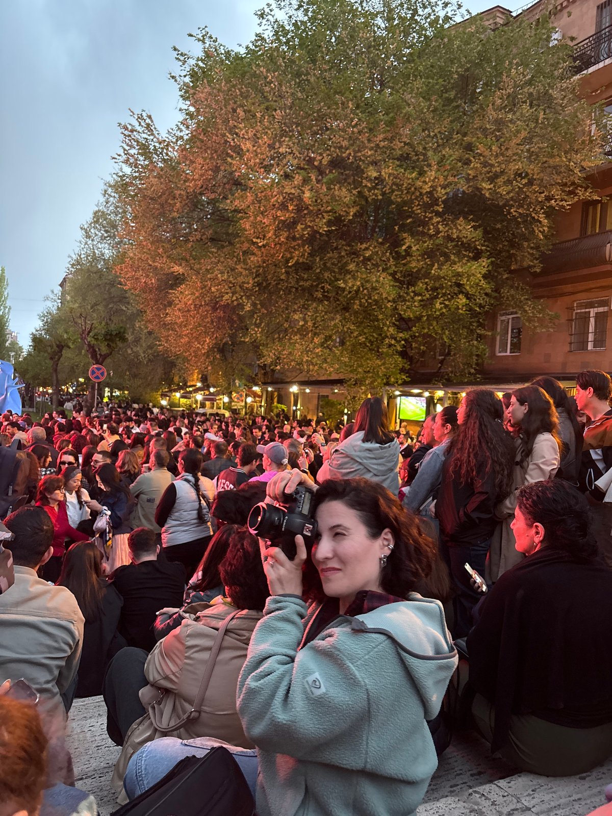 Large crowd gathers in Yerevan public square