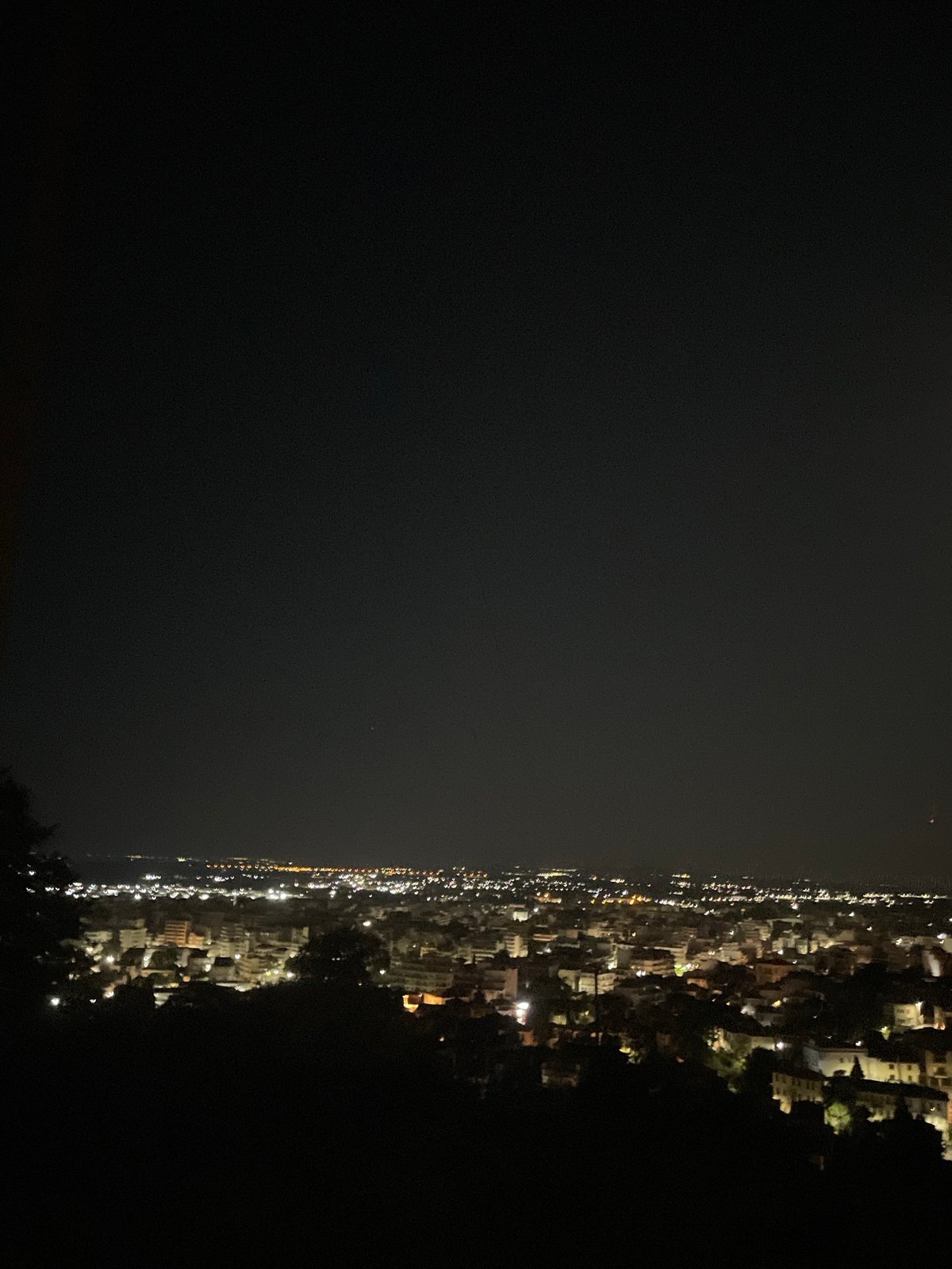 Nighttime panoramas of Xanthi from a hillside overlook