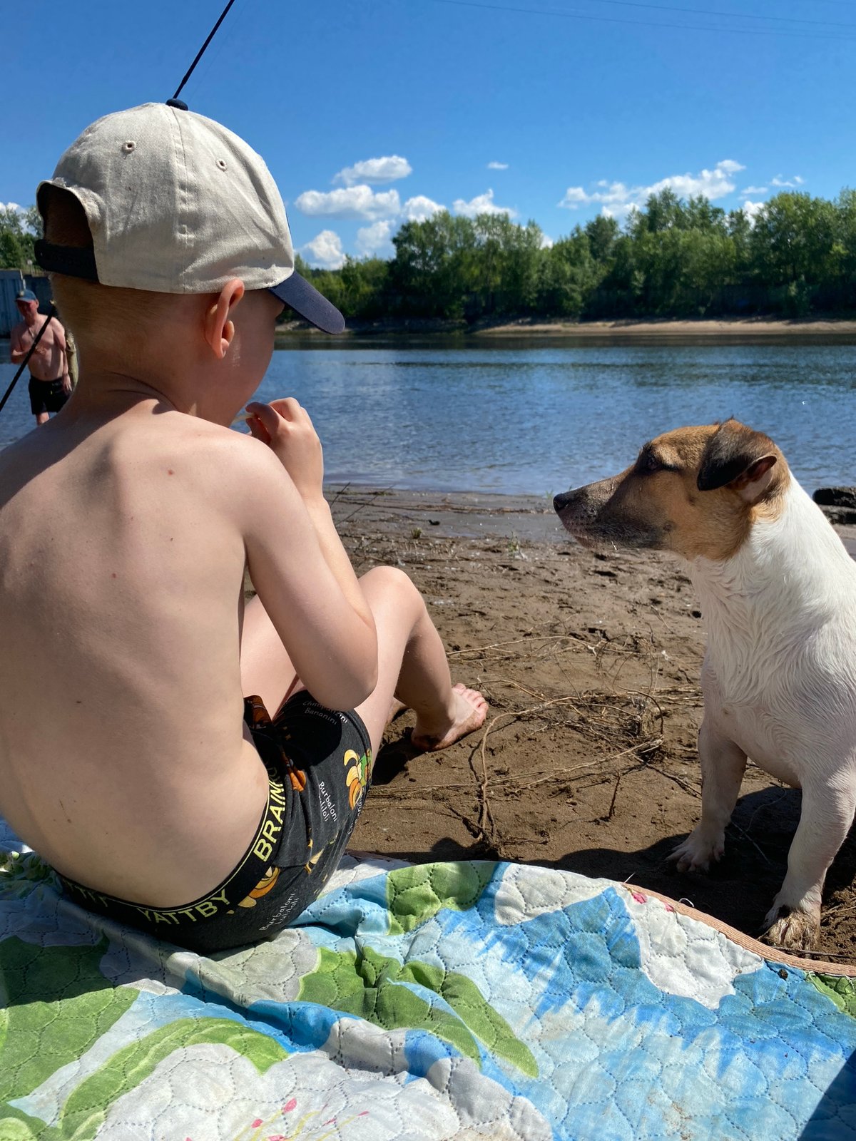 Family enjoys morning fishing trip on Kama River