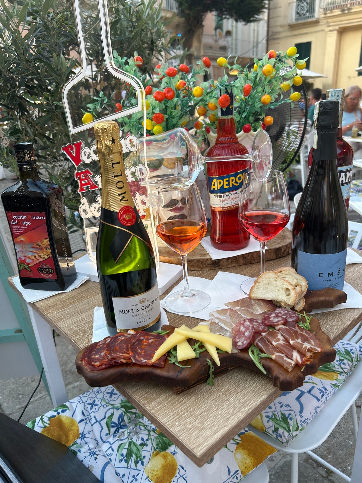 Aperitivo hour in Tropea as the sun hits the Tyrrhenian Sea