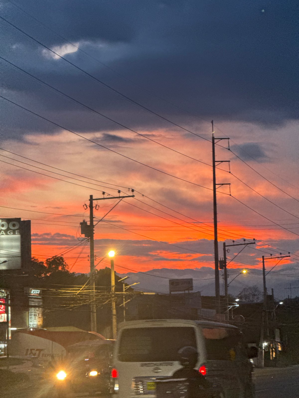 Evening sky captured over Davao City utility lines