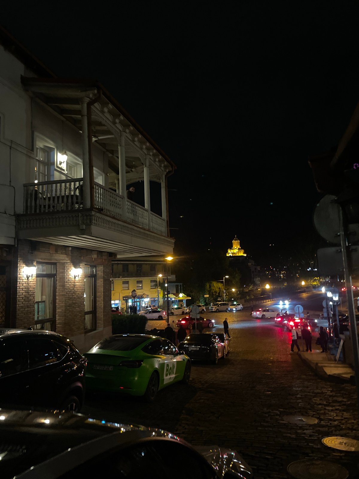 Nighttime architecture documented in Tbilisi's traditional neighborhoods
