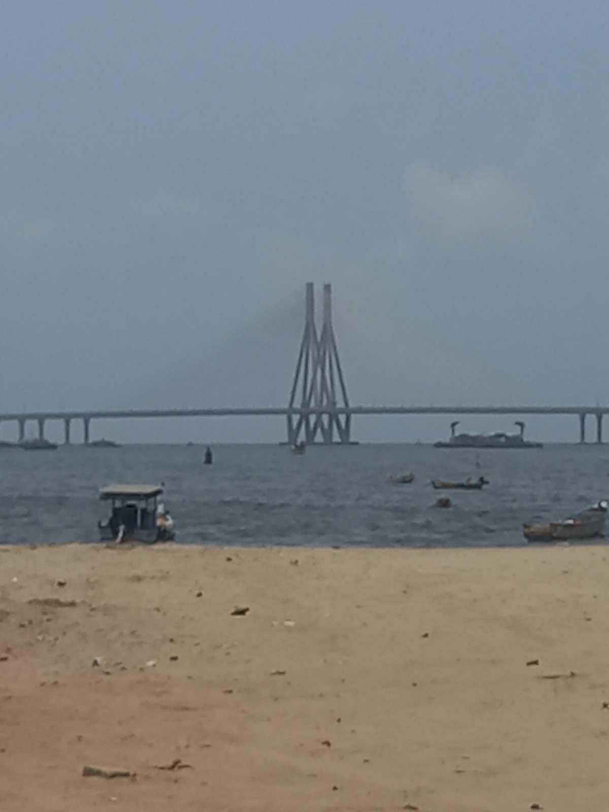 Morning beach activity documented near Mumbai's Bandra-Worli Sea Link