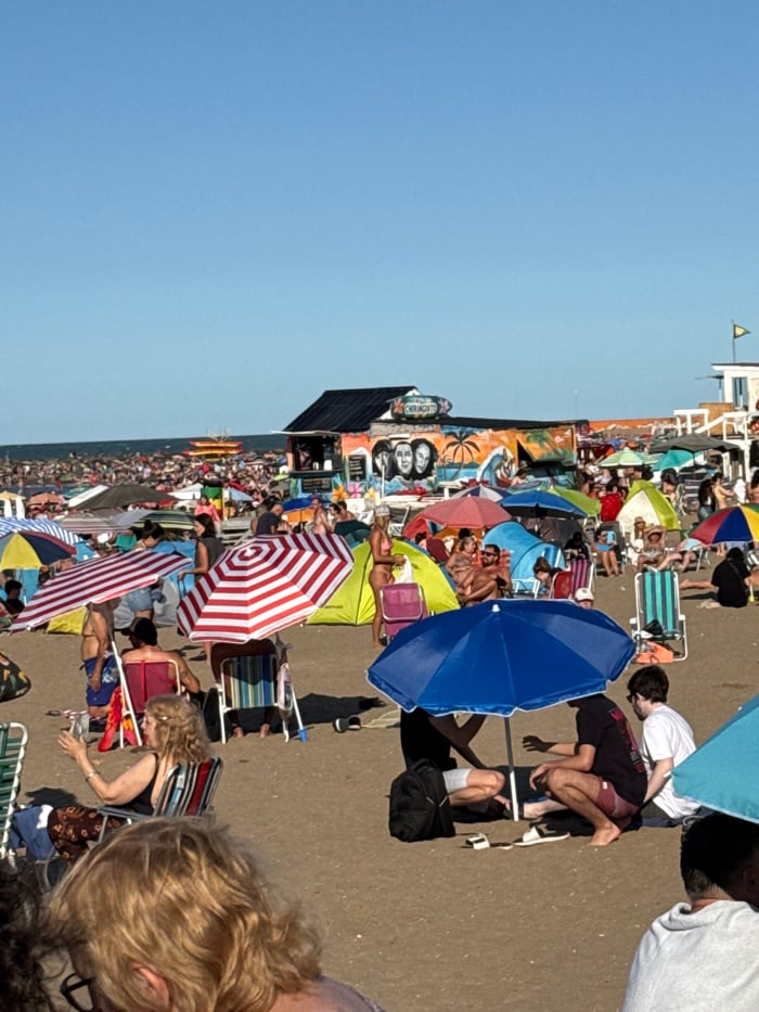 Summer evening beach life documented in Mar del Plata