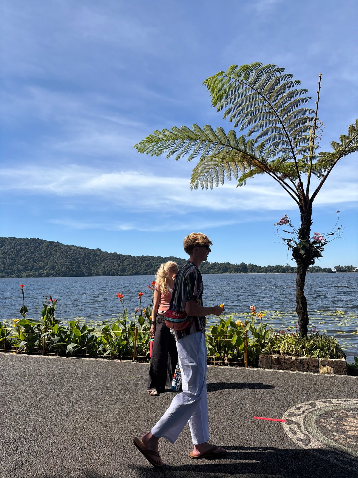 Busy morning at Bali's Ulun Danu Beratan water temple
