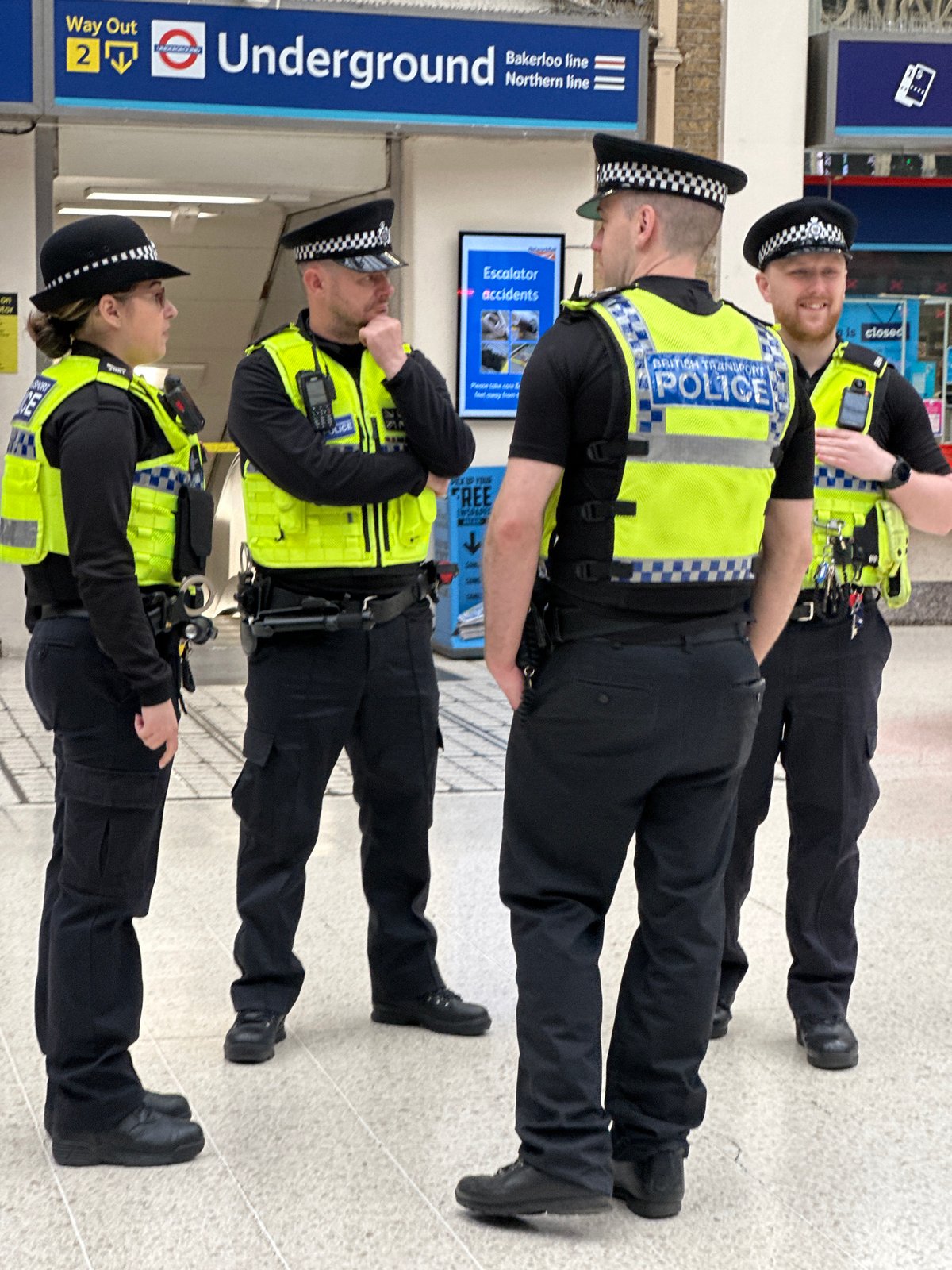 Police presence and street vendor activity in central London