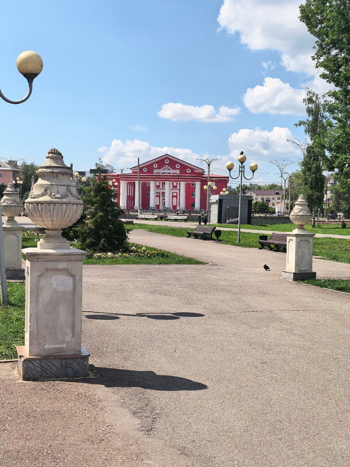Summer morning exploring a park in Sterlitamak, Russia