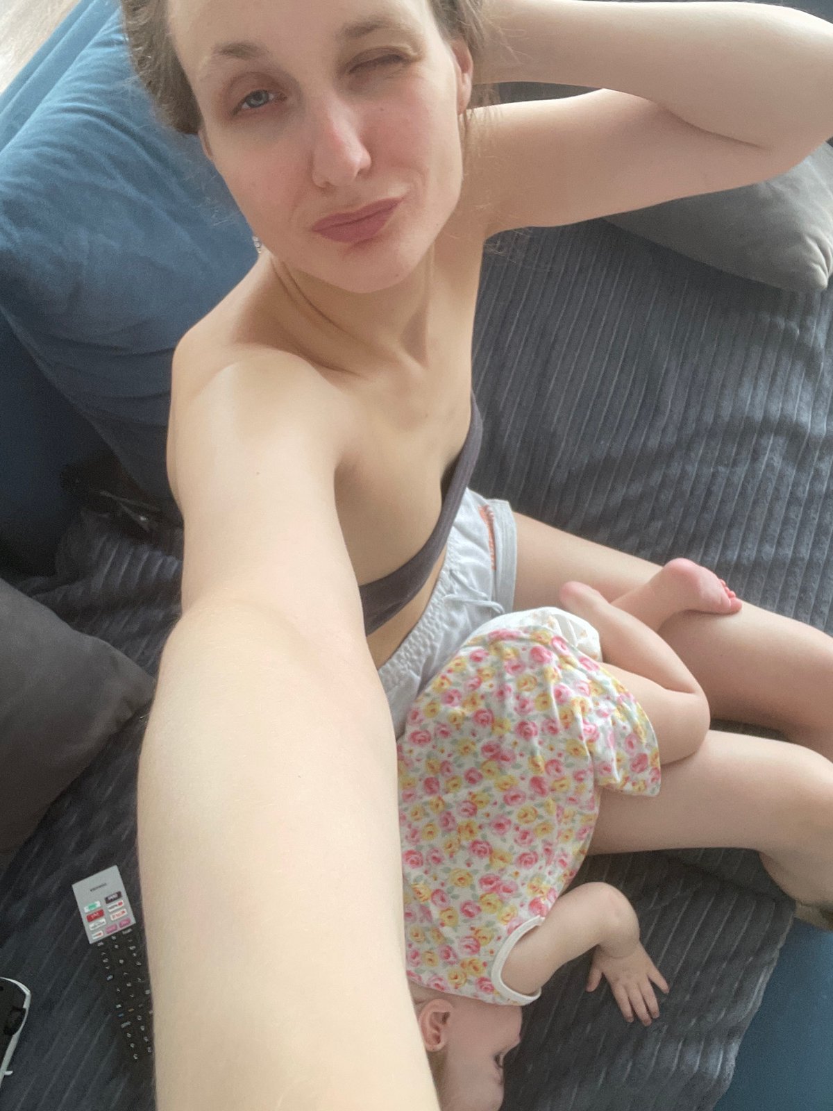 Mother and baby share quiet domestic moments in Podshivalovo