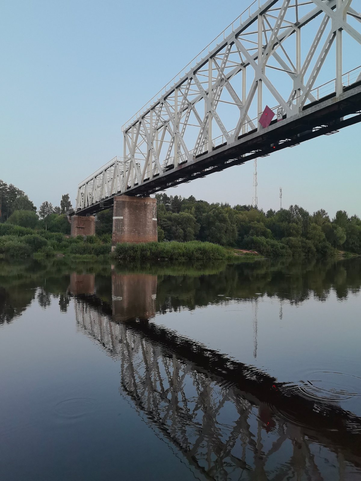 Quiet rivers and bridges in rural Belarus at dusk