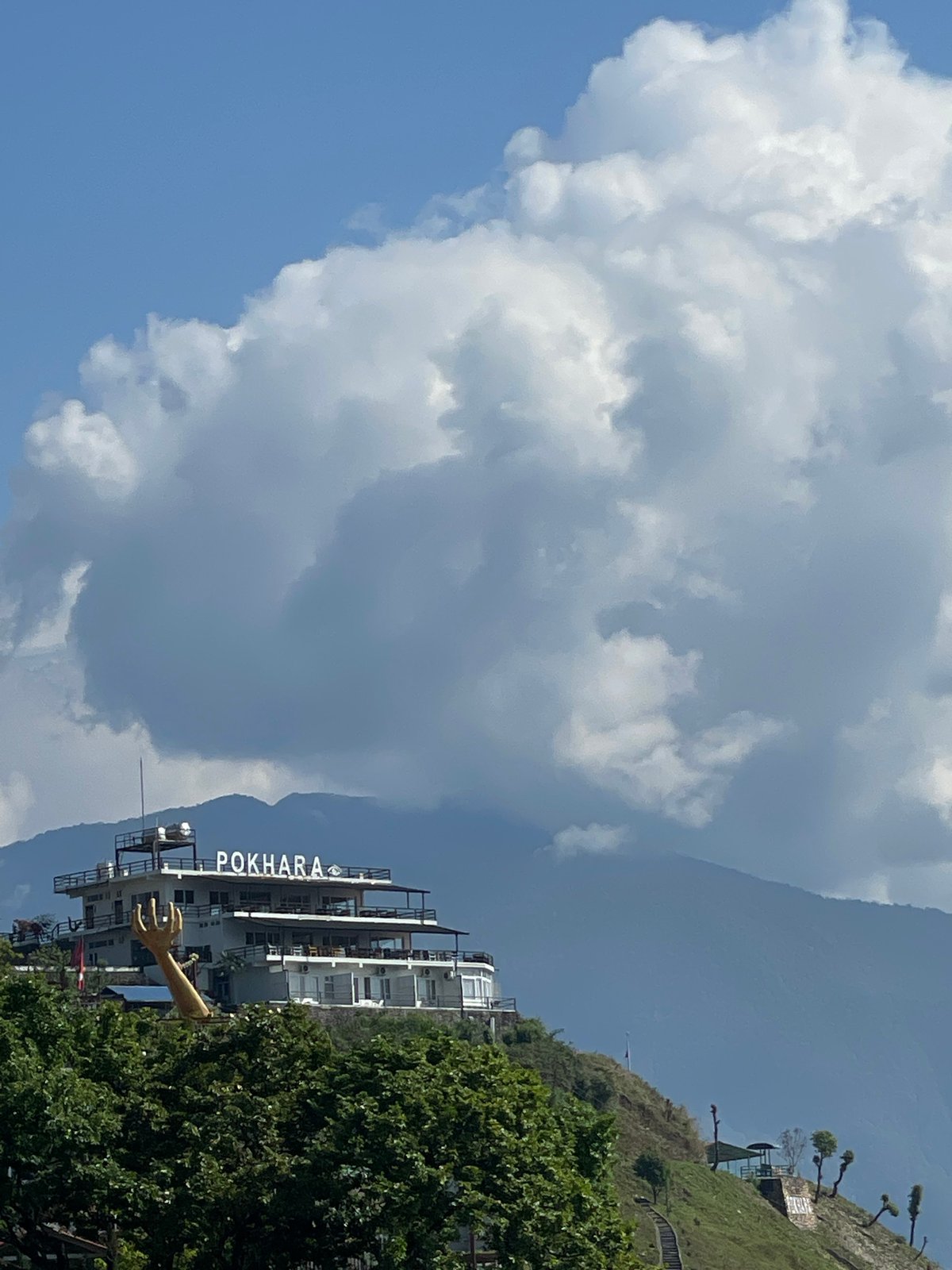 Elevated views of Phewa Lake and Pokhara documented from hillside