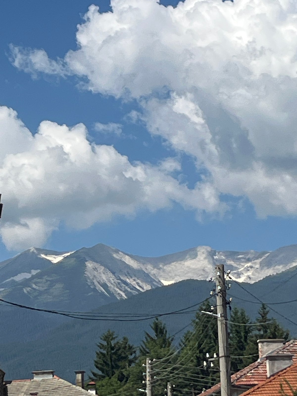 Bansko rooftops with the Pirin Mountains in the background